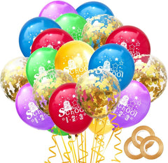 60Pcs 12 Inch Back To School Balloons First Day of School Latex Balloons Colourful Schoolbag Balloon Kids Themed Party Supplies Classroom Blackboard Decorations