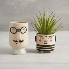 47th & Main Ceramic Face Planter Pot, 4.6" Tall, Man