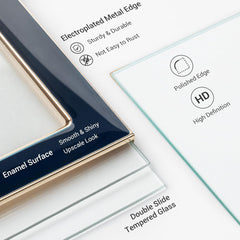 Axeman 5x7 Floating Frame Pink Enamel 6x8 Picture Frame with Gold Metal Edge for 5x7, 4x6 up to 6x8 Photo Double Glass Floating Picture Frame for Desk Tabletop Shelf Vertical Display