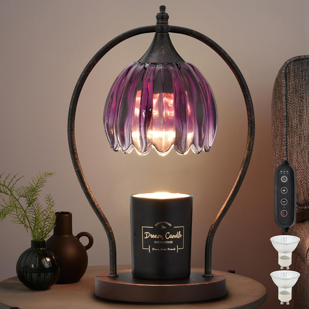 Candle Warmer Lamp with Timer: Dimmable Scented Candle Warmer Aromatherapy Lamp for Home Decor, Mothers Day Gifts for Mom, Ideal Housewarming Birthday Wax Warmer Light Gift, Includes 2 Bulbs