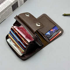 Mens Blocking Wallets Zipper Leather Wallet for Men Bifold Card Holder08（black）