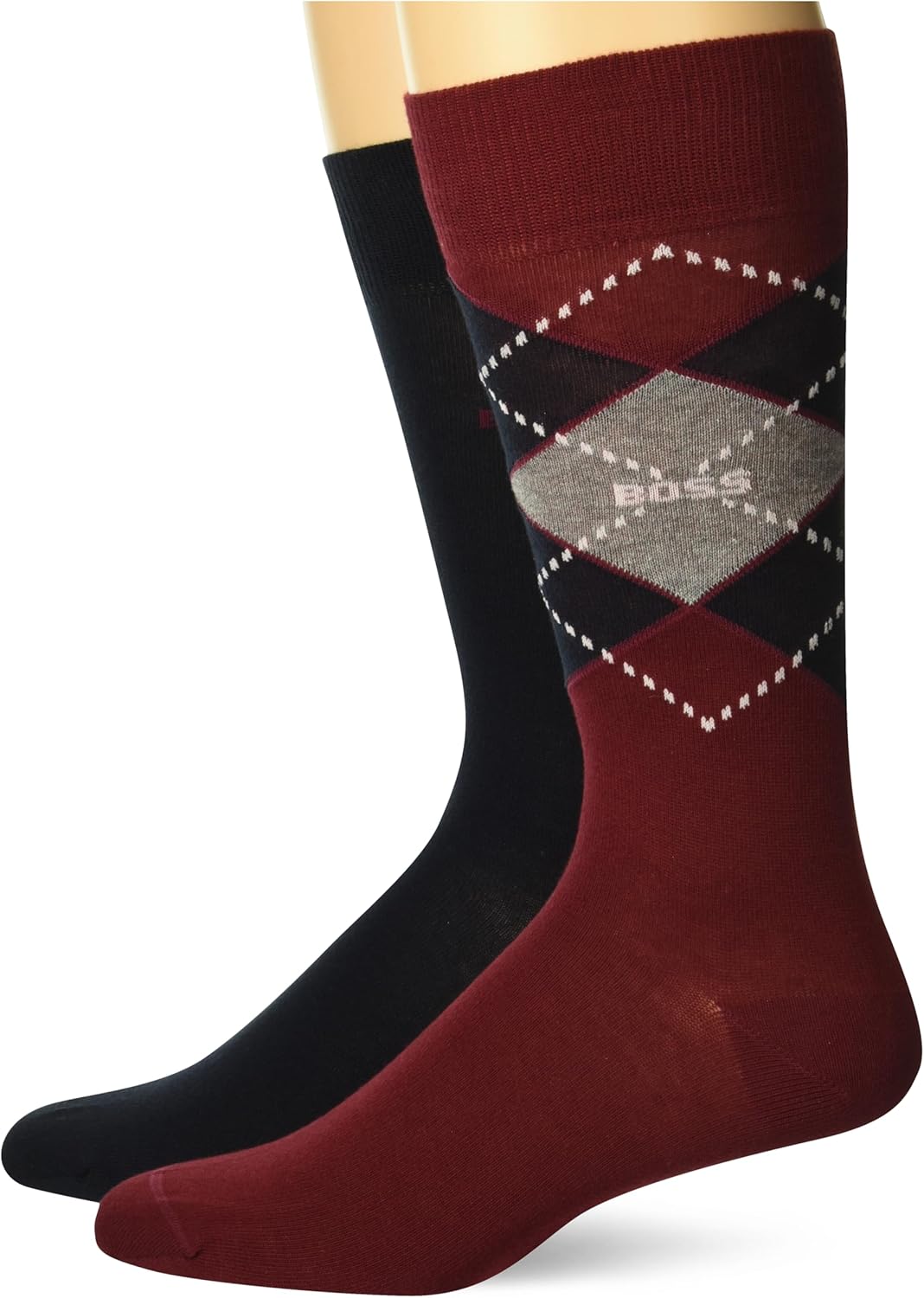 BOSS Men's Two Pack Cotton Argyle Design Dress Socks
