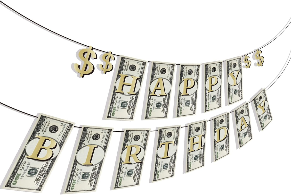 Bill Dollar Birthday Party Banner Money Happy Birthday Banner Money Party Supplies Money Dollar Bill Signs for Baby Shower Kids Money Birthday Decorations