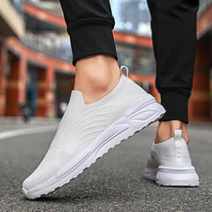 Men Solid Color Mesh Slip On Casual Shoes Comfortable Breathable Soft Sole Round Sneaker Laces for Men