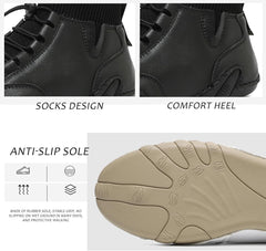 Men'S Waterproof Leather Lightweight Outdoor Ankle Boots Comfortable Round Toe Soft Sole Non-Slip Driving Walking High Top Chukka Boots Slip-On Lightweight Sports Shoes