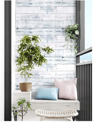 HAOKHOME Peel and Stick Wood Wallpaper Shiplap Light Grey/White/Blue Distressed Wood Plank Removable Wallpaper Self-Adhesive 11.8in x 4.9ft