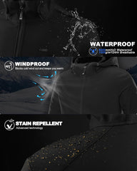 33,000ft Men's Hooded Softshell Jacket Waterproof Lightweight Insulated Windbreaker Fleece Lined Rain Shell Jacket