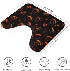 Halloween Skull Toilet Rug Mat U Shaped 20"x 16" Non-Slip Toilet Bath Mat Absorbent Bathroom Rugs Mats Quick Dry Contour Mat for Bathroom Floor