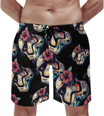 Tropical Stormtrooper Floral Print Men's Swim Trunks Quick Dry Hawaii Board Shorts Mesh Lining Beach Swimwear with Pockets