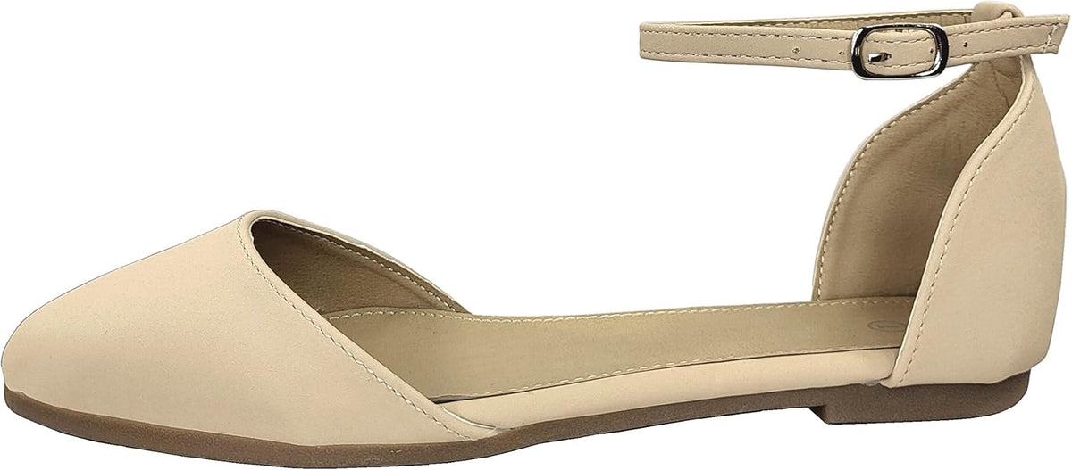 TruFox Womens Flat Ankle Strap D'Orsay Ballet Flat
