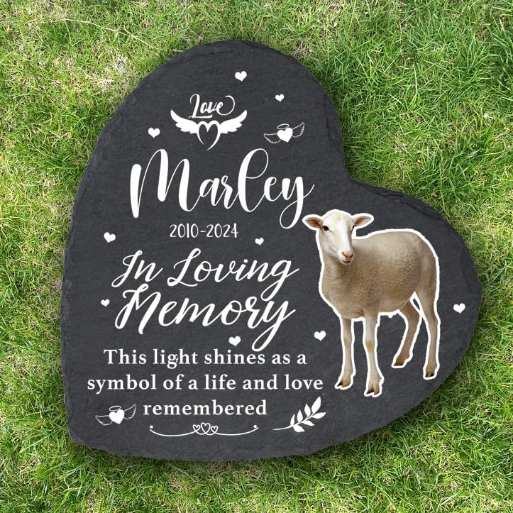 Cowcute Personalized Pet Fire Salamander Memorial Stones with Photo Name Dates - Sympathy Gifts for Loss of Pet Fire Salamander - Garden Stone Grave Markers Headstone for Little Pets Bearded Dragon