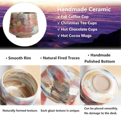 Christmas Tea Cups and Saucers,Ceramic Coffee Cups Ceramic-Hot Chocolate Gift Sets,Ceramic Mugs,Ceramic Coffee Cups,Dishwasher & Microwave Safe-Tea Cup Set,White Elephant Gifts for Adults Useful (A3)