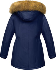 CREATMO US Girl's Sherpa Long Winter Coat Thicken Warm Parka Durable Waterproof Puffer Ski Jacket