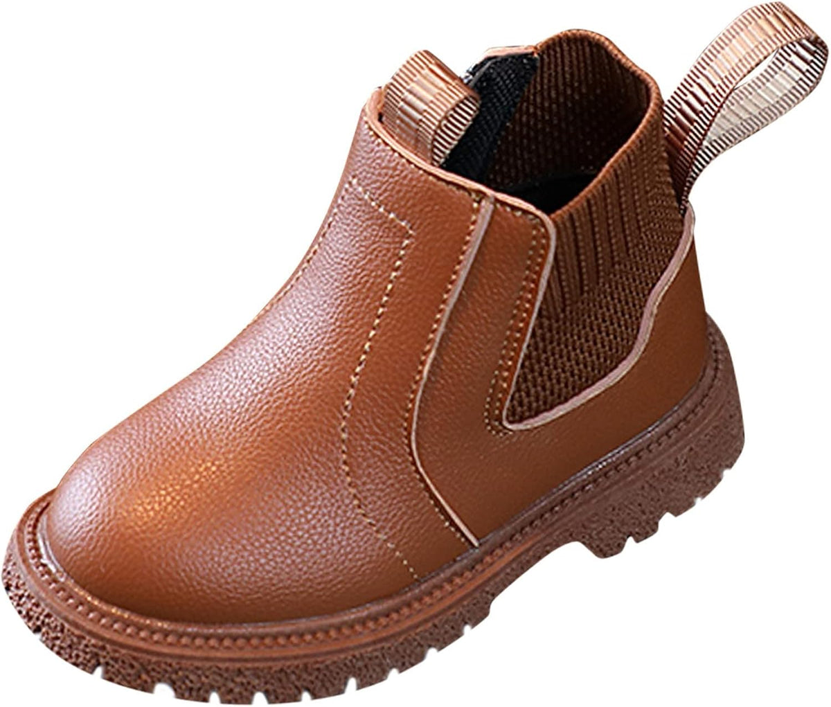 Kids Girls Ankle Bootie with Side Zipper Dress Boot Youth Toddler Waterproof Outdoor Fall Booties Leather Shoes