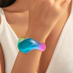Colorful Acrylic Chunky Bangles for Women Resin Cuff Bracelets Jewelry Gift