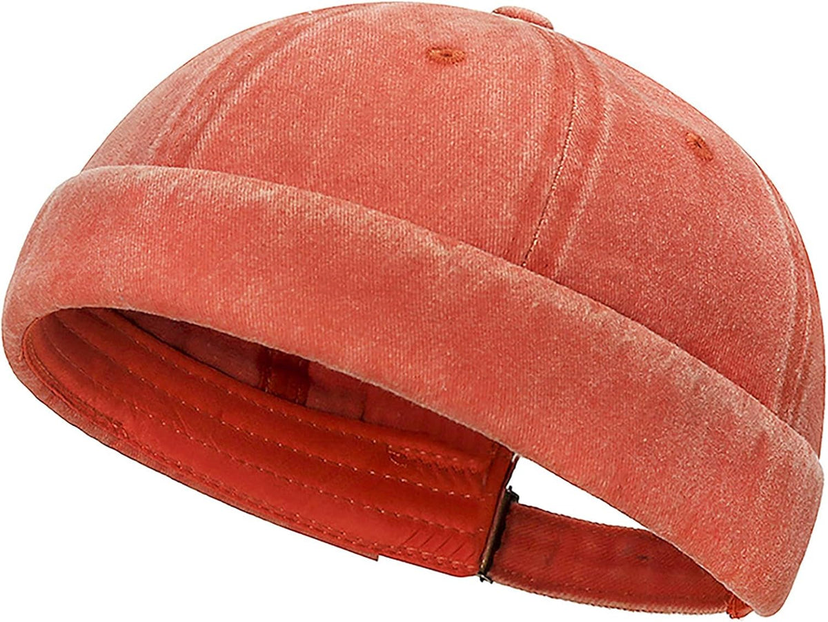 Classic Vintage Sailor Brimless Docker Cap, No Brim Beanie Hat for Mens