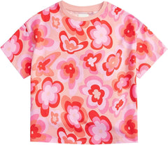 Blue Crop Tops for Kids Gradient Printed Round Neck Short Sleeves Casual Going Out for 2 to 7 Blue Crop Tops for Kids