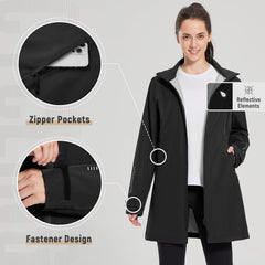 baleaf Women's Long Rain Coat Packable Waterproof Windbreaker Lightweight Cycling Jacket with Hood