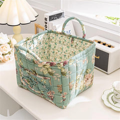 Boho Fabric Storage Basket, Large Capacity Decorative Laundry Hamper - Collapsible & Portable Folding Storage Bag for Clothes, Toys, Dorm(Light green)