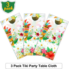 Breling Tiki Party Tablecloths Decorations Hawaiian Luau Table Cloths Plastic Disposable Tropical Table Covers for Aloha Tiki Bar Tropical Summer Beach Birthday Party Supplies, 54 x 108 Inch(1 Pack)