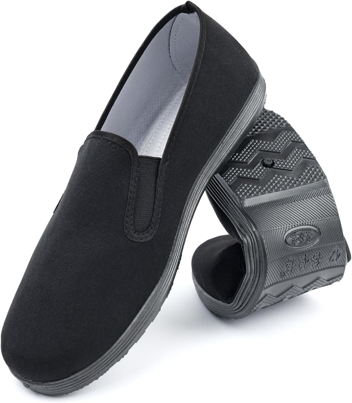 Chinese Style Slippers Kung Fu Tai Chi old beijing Martial Arts Shoes,Canvas Rubber Sole Unisex All Black