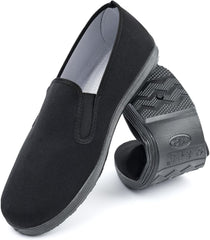 Chinese Style Slippers Kung Fu Tai Chi old beijing Martial Arts Shoes,Canvas Rubber Sole Unisex All Black