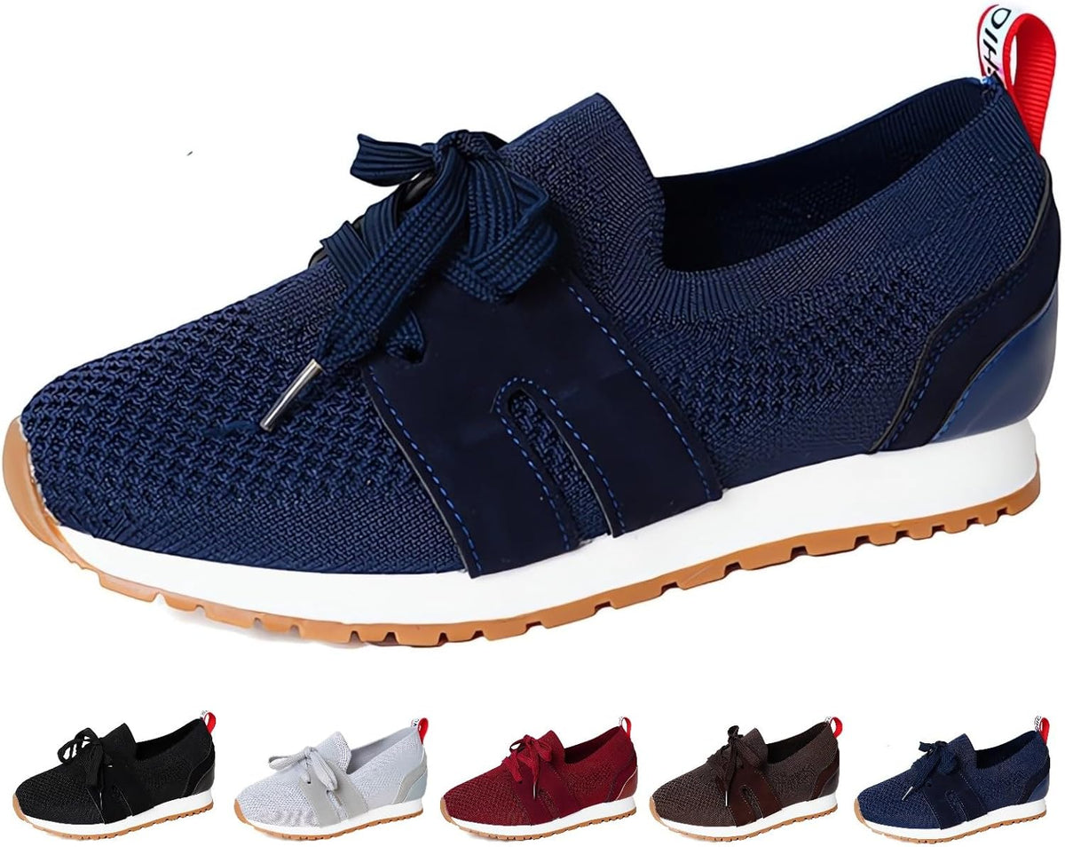 Women's Breathable Flying Woven Sneakers Orthopedic Slip on Go Walking Shoes Comfortable Non Slip Tennis Work Gym Running Memory Foam Arch Shoes