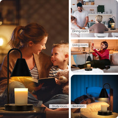 Aimoptg Candle Warmer Lamp,Electric Candle Warmer with Dimmable Light,Scented Wax Melter,No Smoke,Compatible with Various Jar,with 2 Light Bulbs,Home Decor Gifts-Black