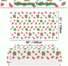 4Pcs Watermelon Party Tablecloth, Rectangular Plastic Watermelon Table Covers, Watermelon Birthday Party Supplies for Kids Birthday Baby Shower Summer Fruit Party, 86 x 51 Inch