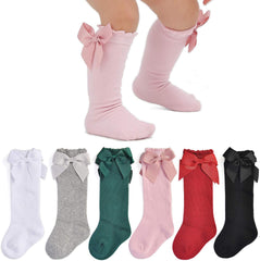 EPEIUS Baby Girls Knee High Socks Cotton Uniform Socks Tube Ruffled Stockings Newborn Infant Toddler (Pack of 3/5)