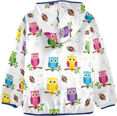 CHIFIGNO Colorful Owls White Boy Hooded Jacket Lightweight Soft Sweatshirt Jacket 3T