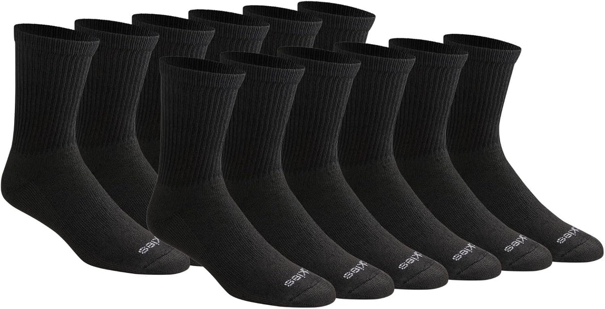 Dickies Men's Dri-tech Moisture Control Mid-Crew Comfort Length Socks, Available in M-XL (6, 12 Pairs)