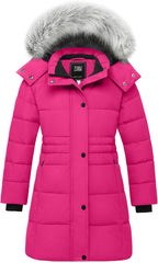 ZSHOW Girls' Winter Coat Long Hooded Parka Soft Fleece Puffer Jacket with Removable Hood