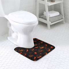 Halloween Skull Toilet Rug Mat U Shaped 20"x 16" Non-Slip Toilet Bath Mat Absorbent Bathroom Rugs Mats Quick Dry Contour Mat for Bathroom Floor