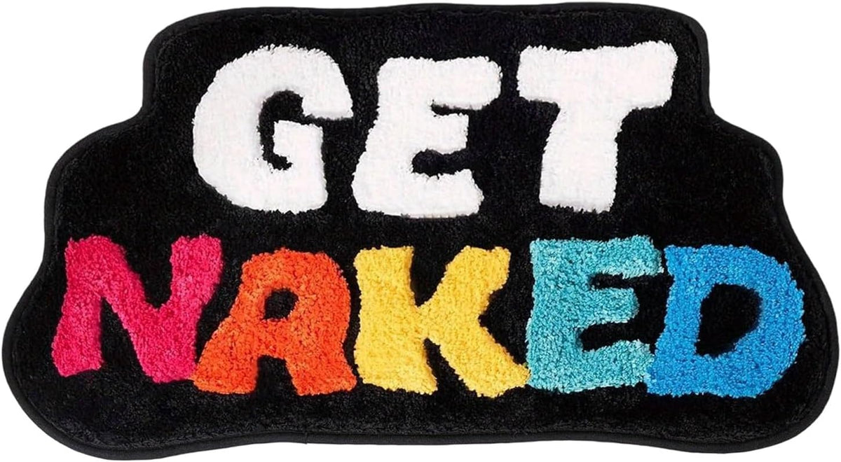 Get Naked Bath Mats, 35.4" X 23.6" Cute Absorbent Ultra Think Bathroom Rugs Non Slip Washable,Soft Irregular Shaped Cozy Bathroom Mat Quick Dry for Shower Floor Bathtub Shower Room Kitchen Decor