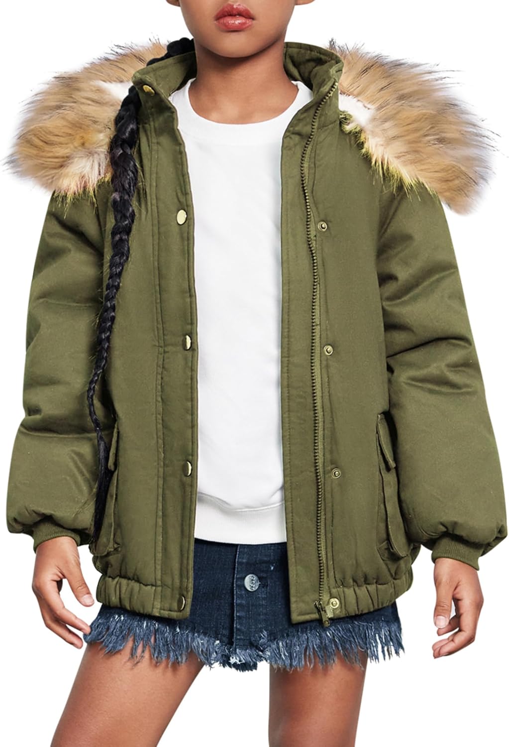 Arshiner Kids Girls Winter Coats Warm Thick Padded Hooded Fleece Lined Puffer Parka Jacket