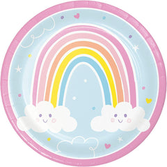 Creative Converting Happy Rainbow Paper Plates, 8 ct and Dessert Plates, 8 ct Bundle