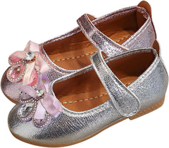 Fashion Summer Children Sandals Girls Casual Shoes Flat Bottom Lightweight Rhinestone Crystal (Silver, 6.5 Toddler)