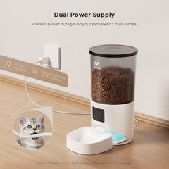 Automatic Cat Feeder - 3L Pet Dry Food Dispenser with Timed Programmable Portion Control, Dual Power Backup, Easy Set Up, 10 Meals Per Day for Cats and Puppies, Black（Remote Not Supported）