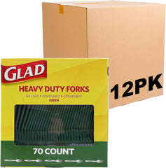 Glad Clear Plastic Forks, Heavy Duty Disposable Cutlery Set, Standard Size, Clear Disposable Fork, Bulk Pack of 70 - Perfect for Parties, Camping, and Everyday Use