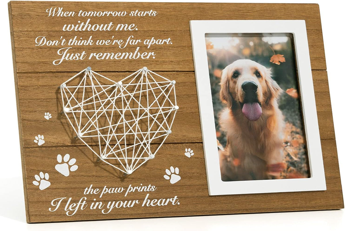 Pet Memorial Gifts, Pet Loss Memorial Frame Leave Paw Prints on our Hearts, Paw Prints Sympathy Frame Gift for Loss of Dog and Cat