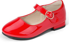 PANDANINJIA Girls Dress Shoes Patent Ballerina Flats Toddler Little Big Kid Mary Jane Low Heels Shoes