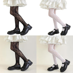 Girls Pantyhose Solid Tights Fashionable Long Stockings With Unique Pattern For Daily Party Performances Party Tights