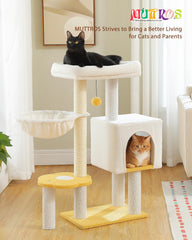 Cactus Cat Tree 35.4"- Medium Cat Tower w/Sisal Scratching Post, Cat Condo for Indoor Cats, Large Padded Top Perch, Comfy Hammock, and 2 Dangling Balls for Small-Medium Cats, Green