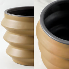Irregular Large Ceramic Plant Pot, 7.9 Inch Indoor and Outdoor Garden Flower Pots, Ceramic Planter with Drainage Hole and Removable Rubber Plug for Home Décor, Brown