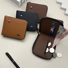 Mens Blocking Wallets Zipper Leather Wallet for Men Bifold Card Holder08（black）