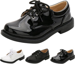 Boys Formal Dress Shoes Back to School Youth Slip-On Loafers Low Heel Non-Slip Lace-Up Shoes Wedding Sandals