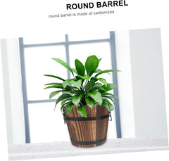 Hemoton Wooden Bucket Barrel- Wooden Flower Pot, Garden Planters Rustic Decorative Flower Beds for Plants, Indoor Outdoor Use (12 * 10 * 9cm)