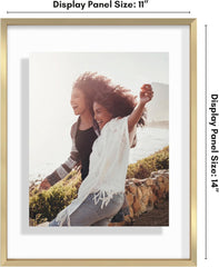 Americanflat Aluminum 5x7 Floating Picture Frame with Shatter-Resistant Glass - Use as 4x6 Picture Frame or Display 5x7 Photo - Signature Float Collection - Photo Frames for Wall Display - Gold