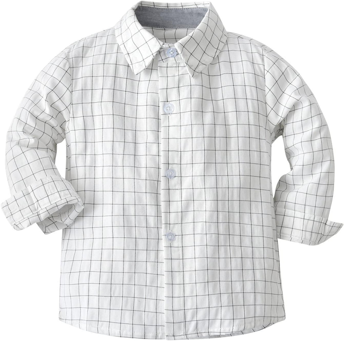 Boys Toddler Button Down Shirt Long Sleeve Plaid Flannel Collared Shirts for Kids Baby, Casual Tops Spring Fall Outfit